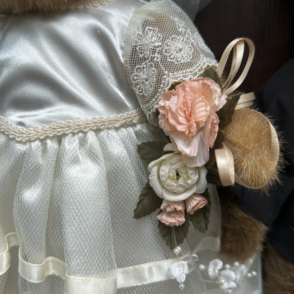 BOYDS BEARS MRS MR EVERLOVE WEDDING MARRIAGE COUPLE GOWN VEIL TUX GARTER PLUSH